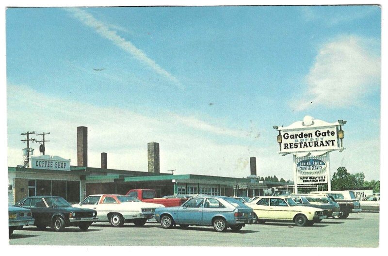 Chrome postcard, The Garden Gate Buffet Restaurant, Prospect, Pennsylvania 