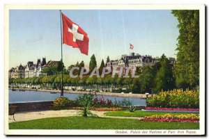 Old Postcard Geneva Palace of Nations and park my rest