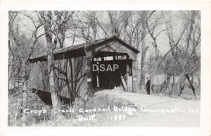 C26/ Greencastle Indiana In Real Photo RPPC Postcard c50s Croy's Covered Bridge