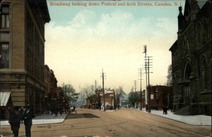 Camden New Jersey NJ Broadway Street Scene c1910 Vintage Postcard