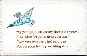 Postcard Greetings - Dove delivering letter - As you go journeying down the year