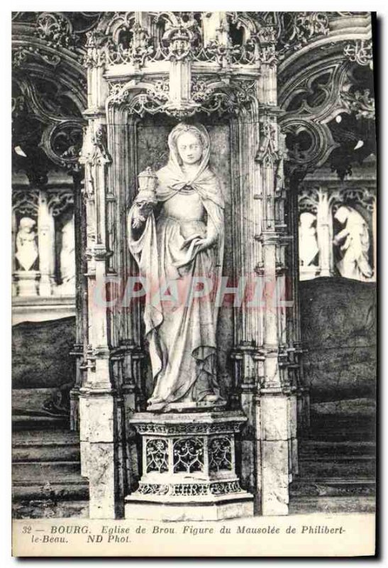 Postcard Ancient Church of Brou Figure of Philibert Mausoleum