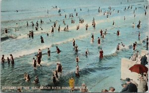 Alki Beach Bath House Seattle WA Bathers Webster & Stevens Postcard F78