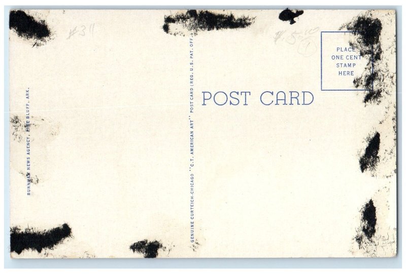 c1940s Business Section Pine Bluff AR With Arkansas River Pine Bluff AR Postcard