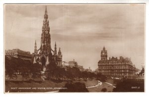 Real Photo, Scot Monument and Station Hotel, Edinburgh, Scotland, Used 1926