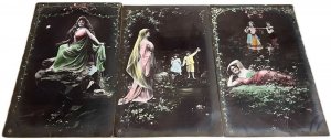 Set 3 oranotype postcards A.G. STEGLITZ 1904 beauty lady dress children couples 