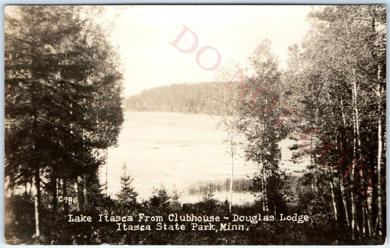 c1910s Itasca State Park, Minn. RPPC Douglas Lodge Club Real Photo Postcard A99