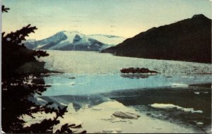 VINTAGE POSTCARD MENDENHALL GLACIER JUNEAU ALASKA POSTED 1958