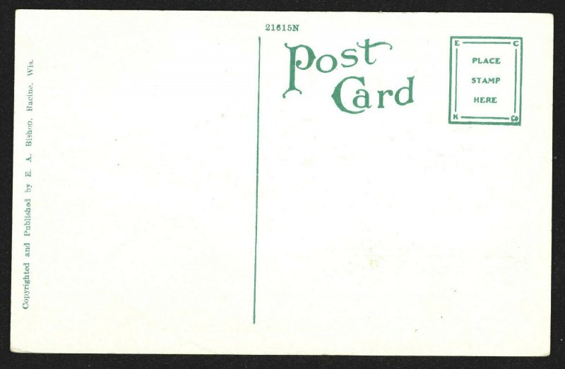 Manitowoc WI Elks Club – unused –E A Bishop card (Racine)