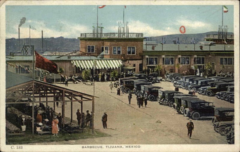 Tijuana Mexico Barbecue Street Scenme c1915 Postcard