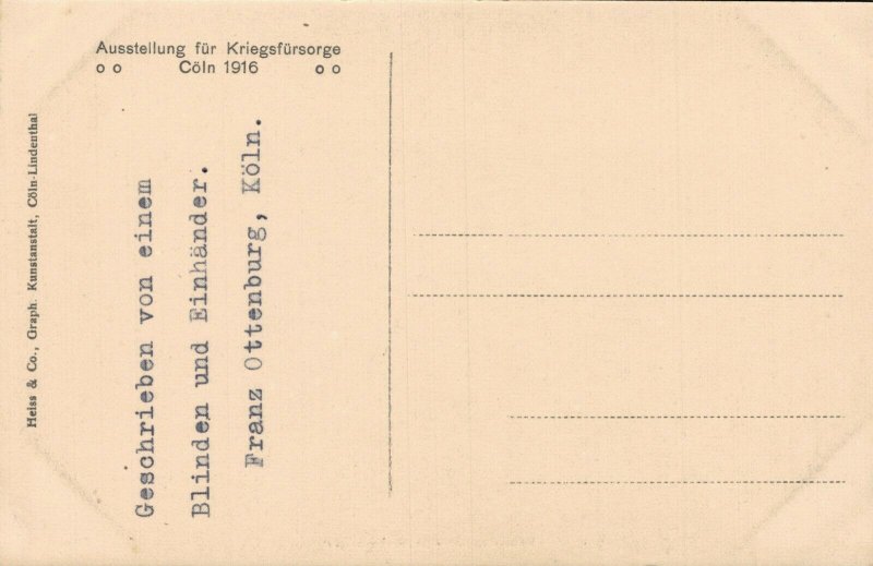 Germany Köln Werkstatt für Kriegsbeschädigte Gruppe Industrie 1916 03.85