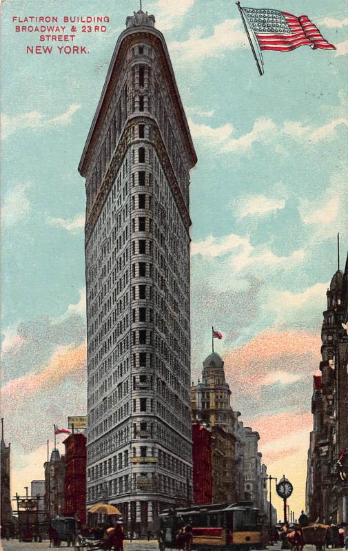 Flatiron Building, Manhattan, New York City, Early Postcard, Used in 1908