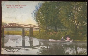 Bridge by the Willows. Winona Lake, IN. Vintage Van Deventer postcard