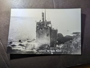 Mint England Ship Postcard SS Connemara Ashore at Glen Maye RPPC