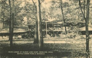 Dowling Michigan Clear :Lake Camp 1930s Postcard Artvue 22-9