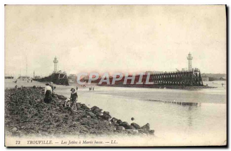 Old Postcard Trouville The Jetee has low Maree