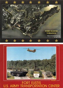 2~4X6 Postcards  VA Virginia FORT EUSTIS  Aerial Map~Entrance  TANK~HELICOPTER++