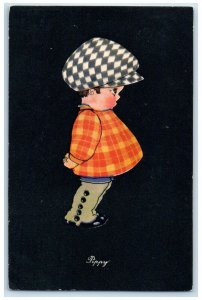 c1910's Little Boy Pippy Checkered Bonet Rotterdam Netherlands Antique Postcard