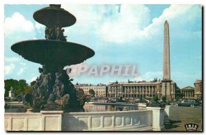 Modern Postcard Paris Concorde Square Fountain and Obelisk