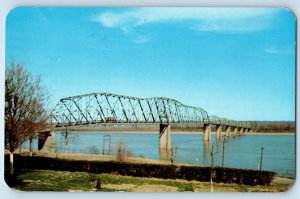 1963 Cape Girardeau Missouri MO Postcard Mississippi River Free Bridge Highways