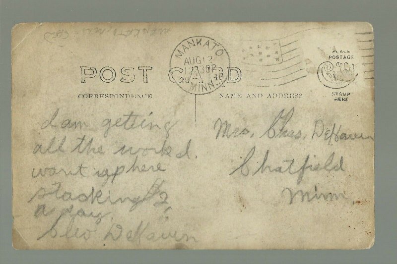 Mankato MINNESOTA RPPC 1910 FIREMEN Posing CENTRAL FIRE DEPARTMENT Fire Wagons