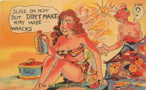 Walters Sexy Sunburn girl comic Humor Teich linen Postcard 22-5500