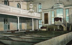 Vintage Postcard Interior Christ Church Alexandria Virginia VA A.C. Bosselman