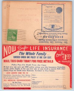 Rockford Illinois IL Postcard Pioneer Life Insurance Company Advertising 1940