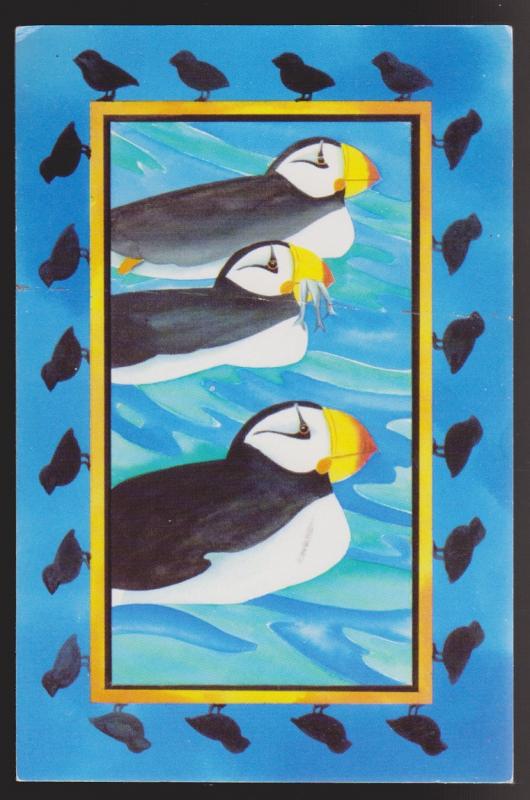 Atlantic Puffins On Greeting Card - Unused