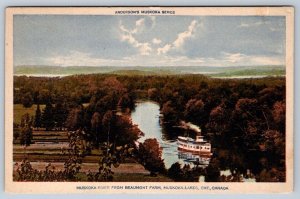 Muskoka River From Beaumont Farm, Muskoka Lakes, Ontario, 1929 Postcard, RPO