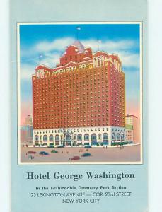 Bent - 1950's GEORGE WASHINGTON HOTEL Manhattan New York NY Q6119