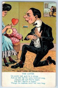 Swanston New York NY Postcard Valentine The Lover Man Gave Heart Gift 1907