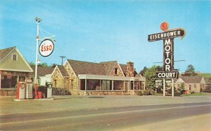 Newport TN Esso Gas Station Eisenhower Motor Court Near Post Office Postcard