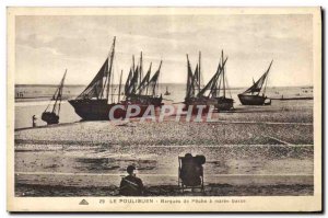 Postcard Old Fishing Boat Pouliguen Boats fishing at low tide