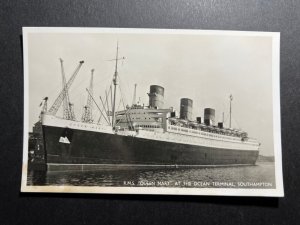 Mint Ship Postcard RMS Queen Mary at the Ocean Terminal Southampton RPPC