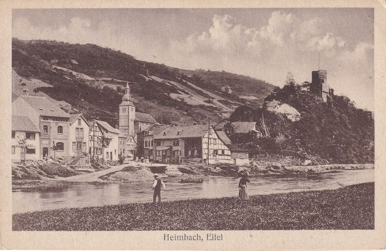 Fishing Fisherman at Heimbach Eifel German Old Postcard