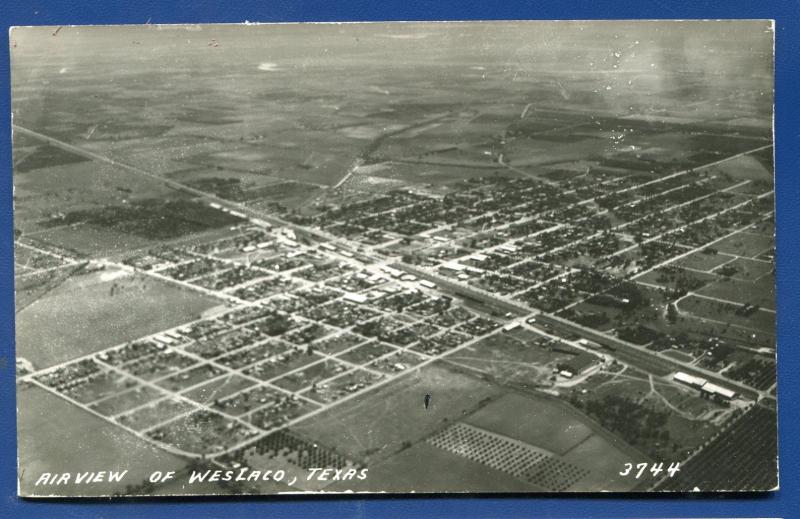 Weslaco Texas tx Air View real photo postcard RPPC