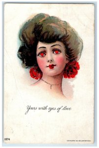 1907 Valentine Pretty Woman With Eyes Of Love Lakeside Minnesota MN Postcard