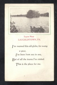 SCENE NEAR LAUGHLINTOWN PENNSYLVANIA PA. RIVER VINTAGE POSTCARD 1913 LIGONIER