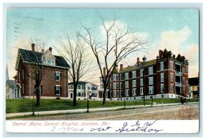 1906 Central Maine, General Hospital, Lewiston, Maine ME Posted Postcard