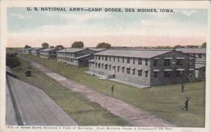 Iowa Des Moines Street Scene Showing Barracks Camp Dodge