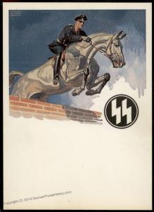 3rd Reich Germany Waffen SS Reiter Propaganda Postcard 74030