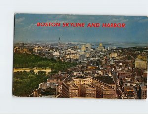 Postcard Boston Skyline And Harbor, Boston, Massachusetts