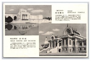 Meiji Shrine Honganji Temple Chuo City Tokyo Japan UNP B&W Chrome Postcard K18