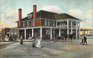 Falmouth ME Portland Country Club Horse & Wagon View in 1909 Postcard