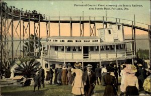 Portland OR Council Crest Scenic Railway Roller Coaster c1910 Postcard