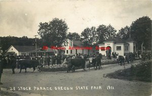 OR, Salem, Oregon, RPPC, Stock Parade, Farmers Walking Cows, Photo No 23