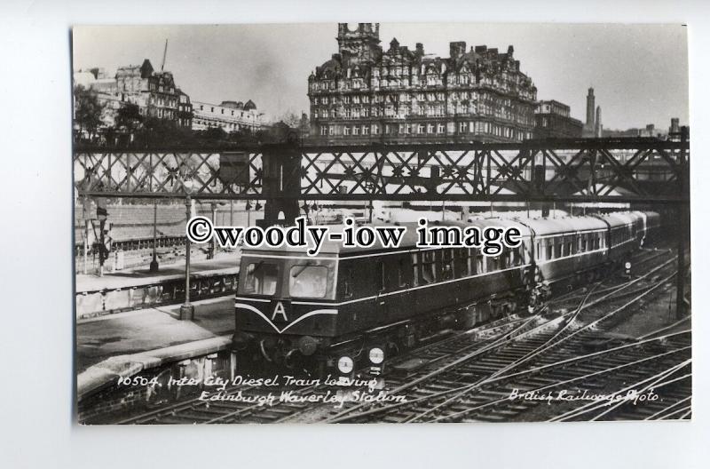 ry1298 - Inter City Diesel Train leaving Edinburgh Waverley Station - postcard