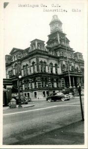 Vtg Postcard RPPC 1940s Zanesville Ohio OH Muskingum County Courthouse UNP