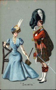 Scottish Highlander Kilt Beautiful Woman in Dress Skirts c1910 Postcard